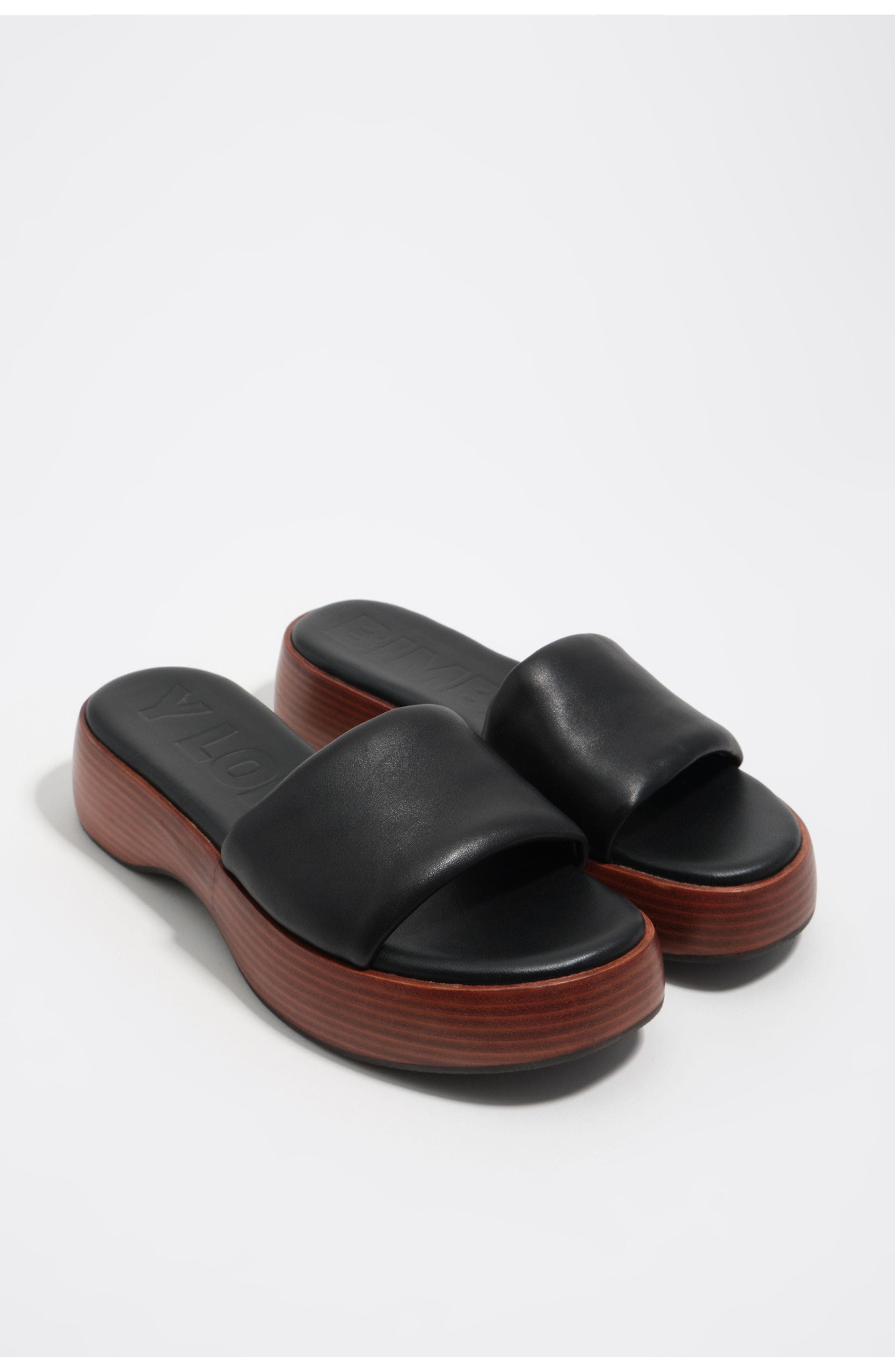 Bimba y Lola Leather Platform Sandals, Alternate, color, Black