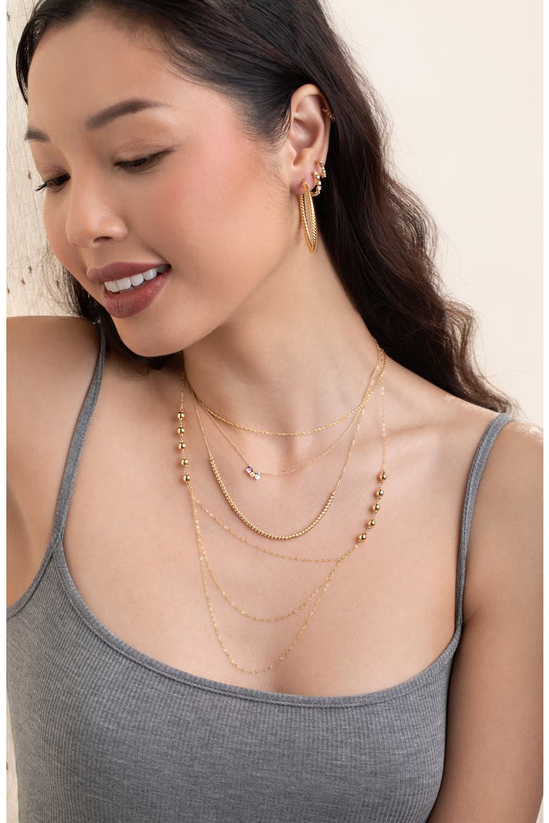 14K Gold Beaded Hoop Earrings (Nordstrom Exclusive), Alternate, color, 14K YELLOW GOLD