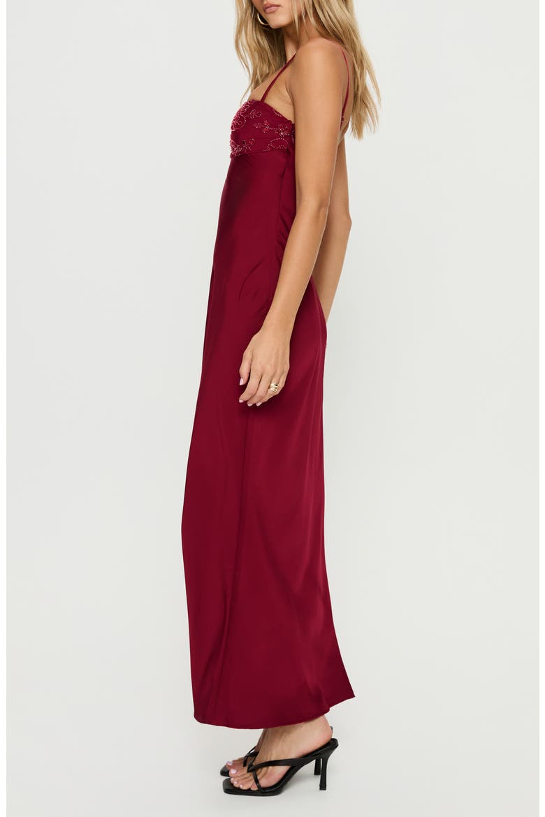 Engracia Sequin Satin Gown, Alternate, color, BURGUNDY