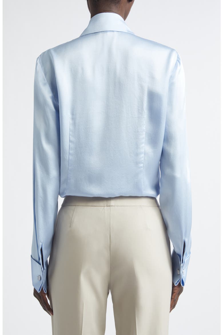 Slim Fit Silk Button-Up Shirt, Alternate, color, BLUEBELL