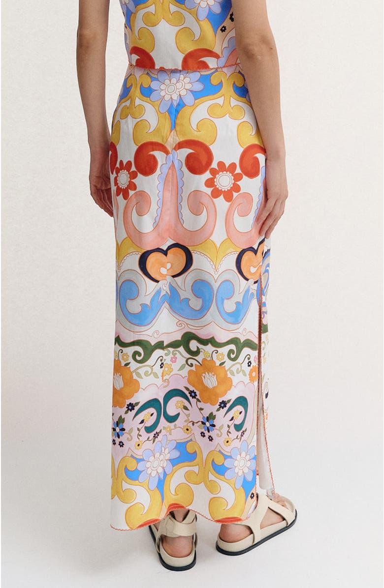De Loreta Polen Pencil Cotton Midi Skirt, Alternate, color, Rambutan Print