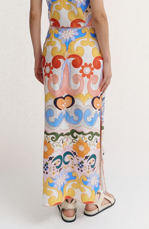De Loreta Polen Pencil Cotton Midi Skirt In White