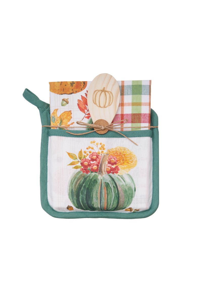 Teal Pumpkin Harvests Potholder Gift Bundle Set of 4, Main, color, Green