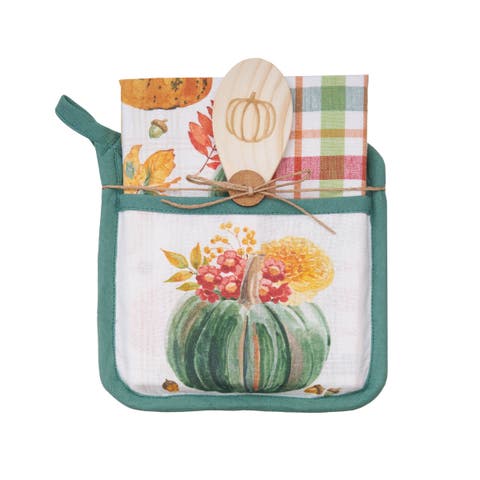 Teal Pumpkin Harvests Potholder Gift Bundle Set of 4