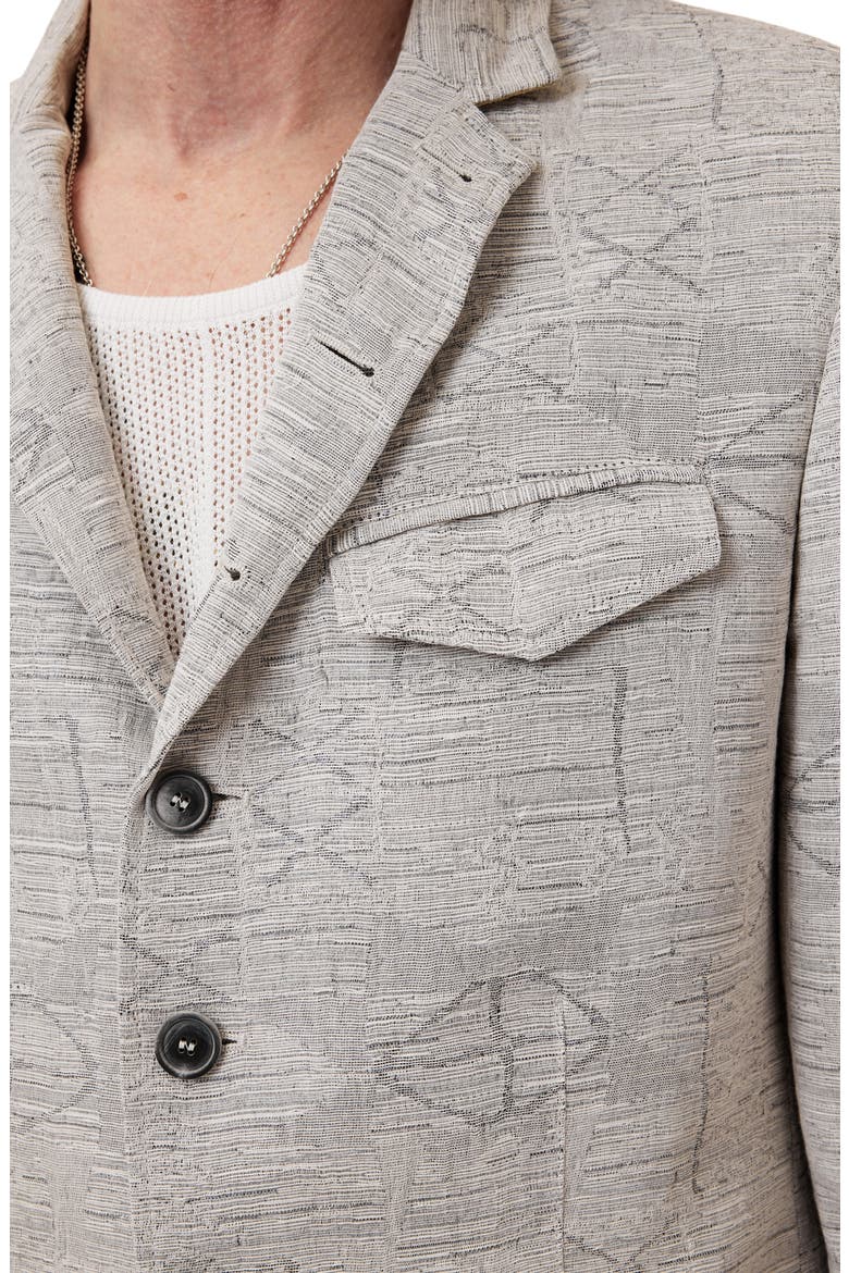 Ollie Cotton & Linen Blend Jacquard High Button Jacket, Alternate, color, TWINE