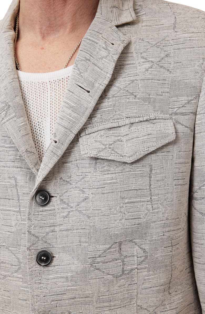 John Varvatos Ollie Cotton & Linen Blend Jacquard High Button Jacket, Alternate, color, Twine