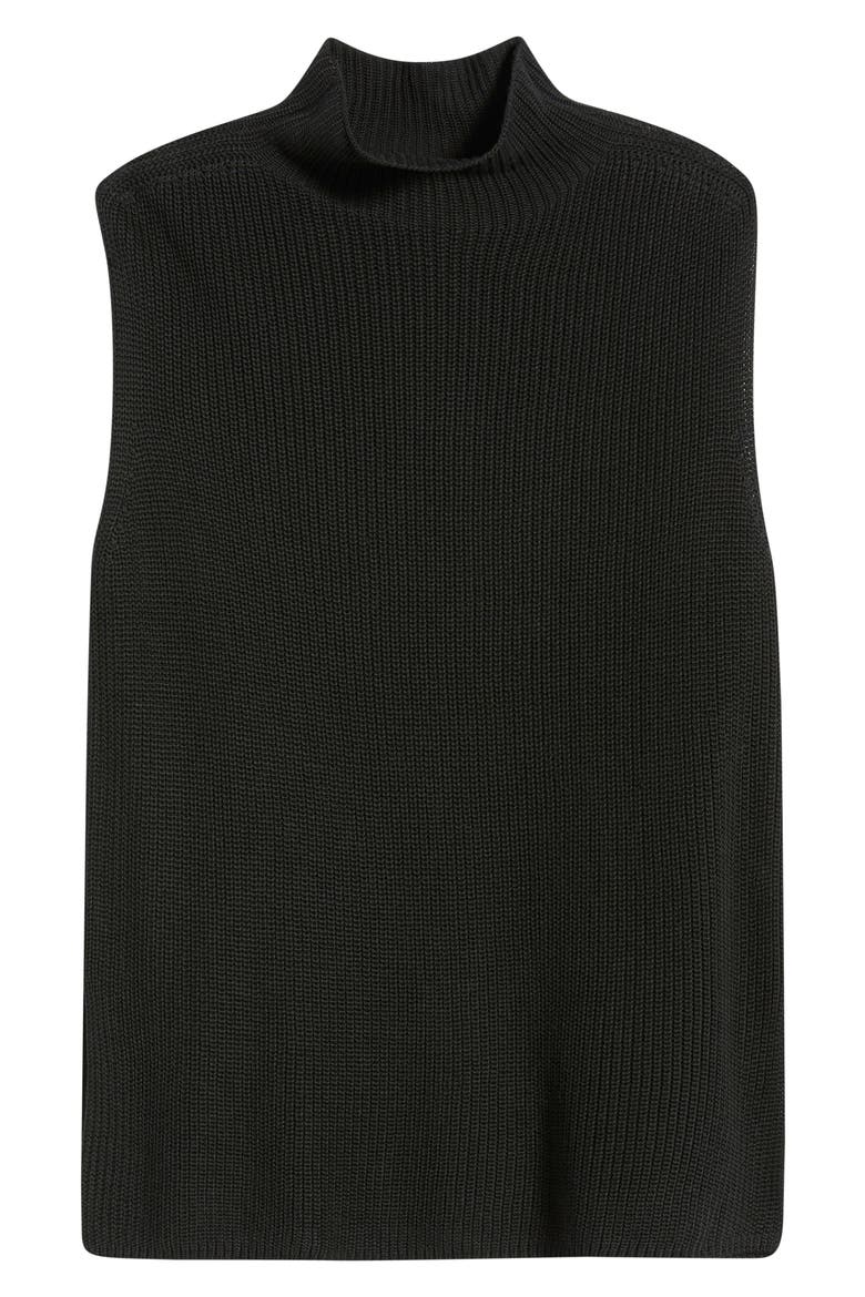 Mock Neck Sweater Vest, Alternate, color, BLACK