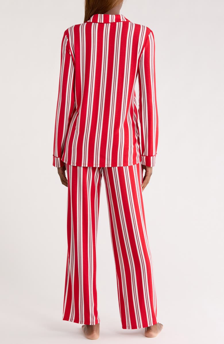 Nordstrom Moonlight Eco Knit Pajamas, Alternate, color, Red- Ivory Carol Stripe