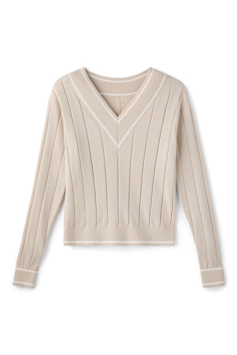 Varsity Rib Sweater, Alternate, color, SAND