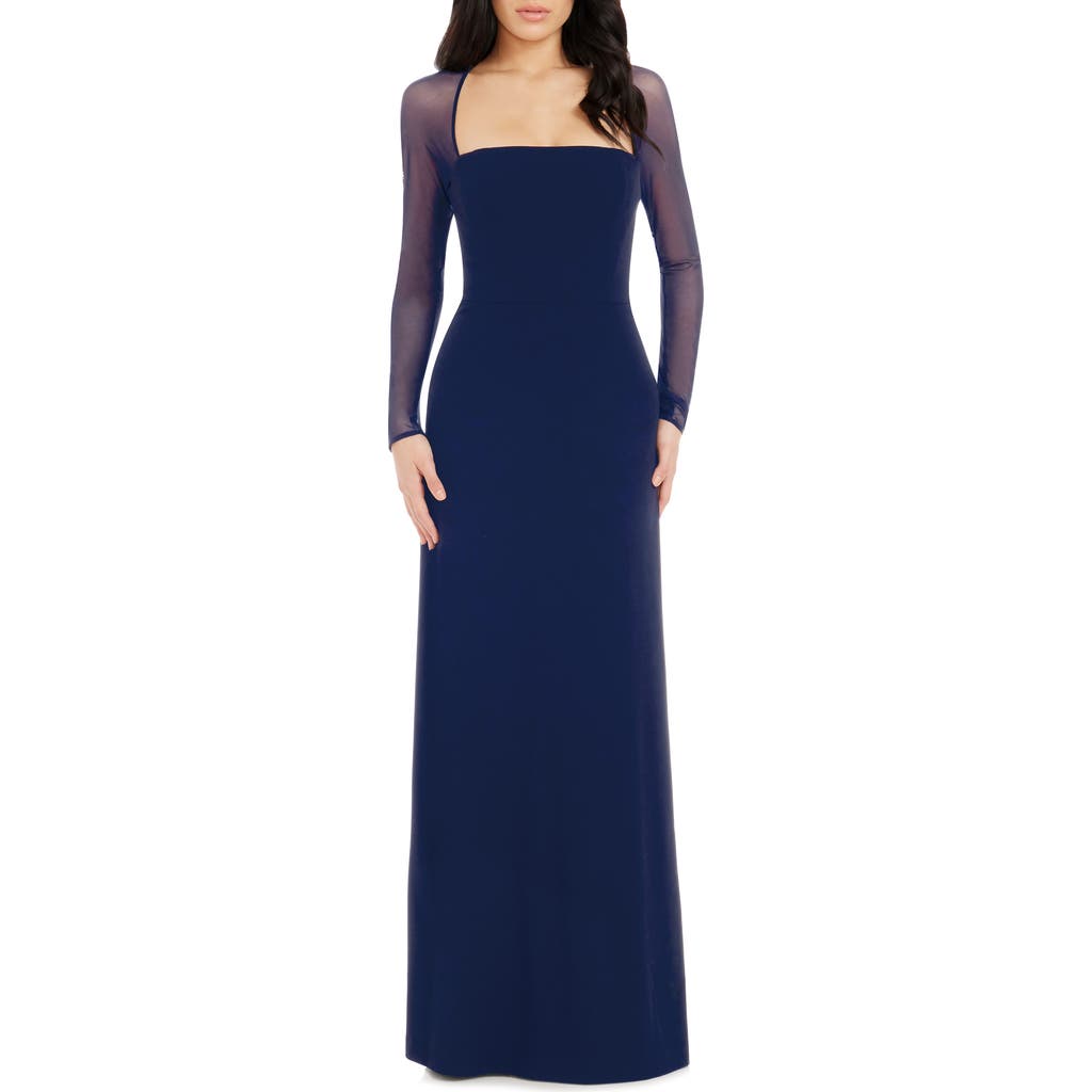 DRESS THE POPULATION DRESS THE POPULATION MAXWELL SQUARE NECK LONG SLEEVE GOWN