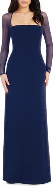 Dress the Population Maxwell Square Neck Long Sleeve Gown