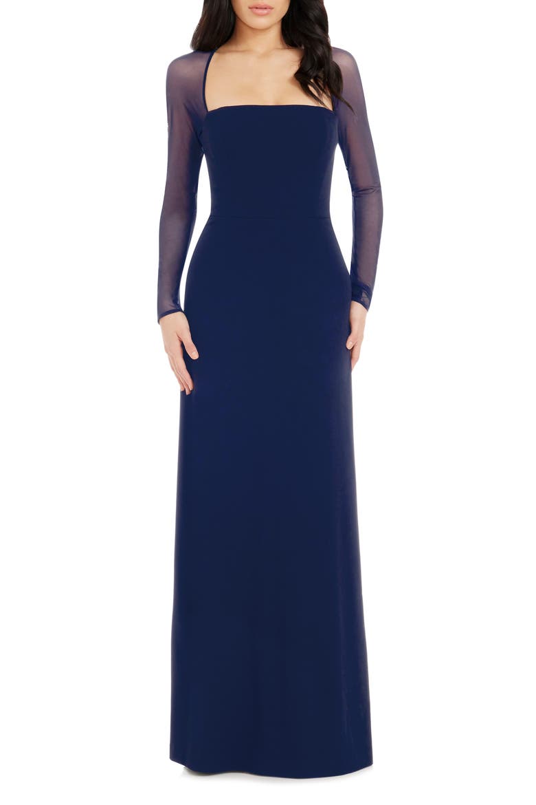 long sleeve maxi dress square neck Black Coast Lace Maxi Dress With Square Neck & Long Sleeve