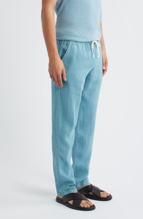 Alex Crane Bo Linen Drawstring Pants In Blue
