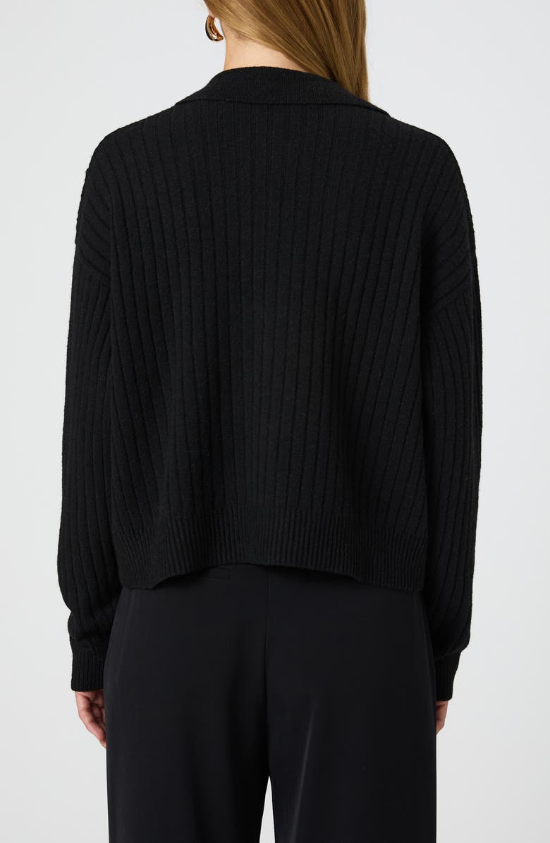 French Connection Vhari Rib Johnny Collar Sweater, Alternate, color, Black