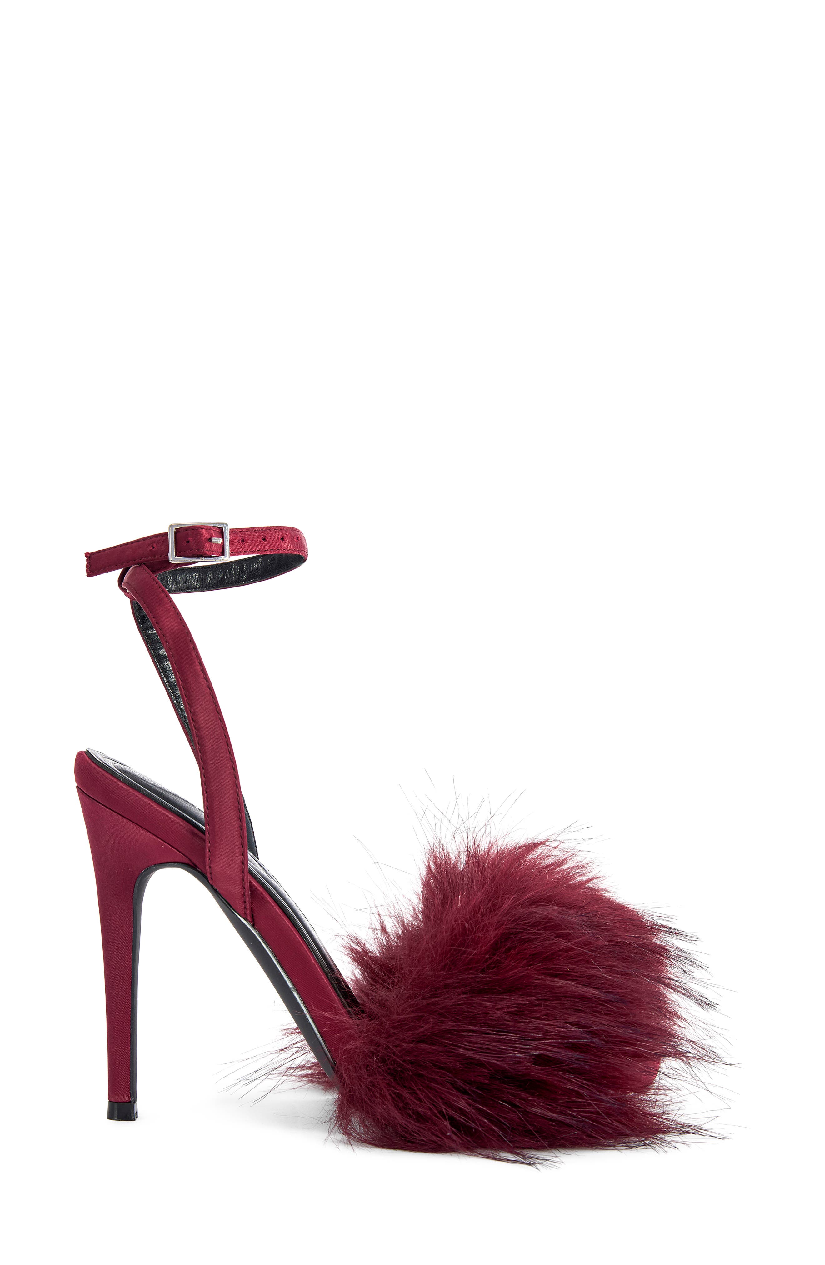 Nadia Faux Fur Pump, Alternate, color, BURGUNDY