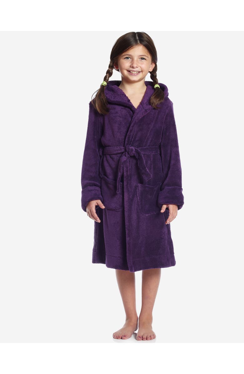 Leveret Kids Fleece Hooded Robe, Solid Colors, Main, color, Purple