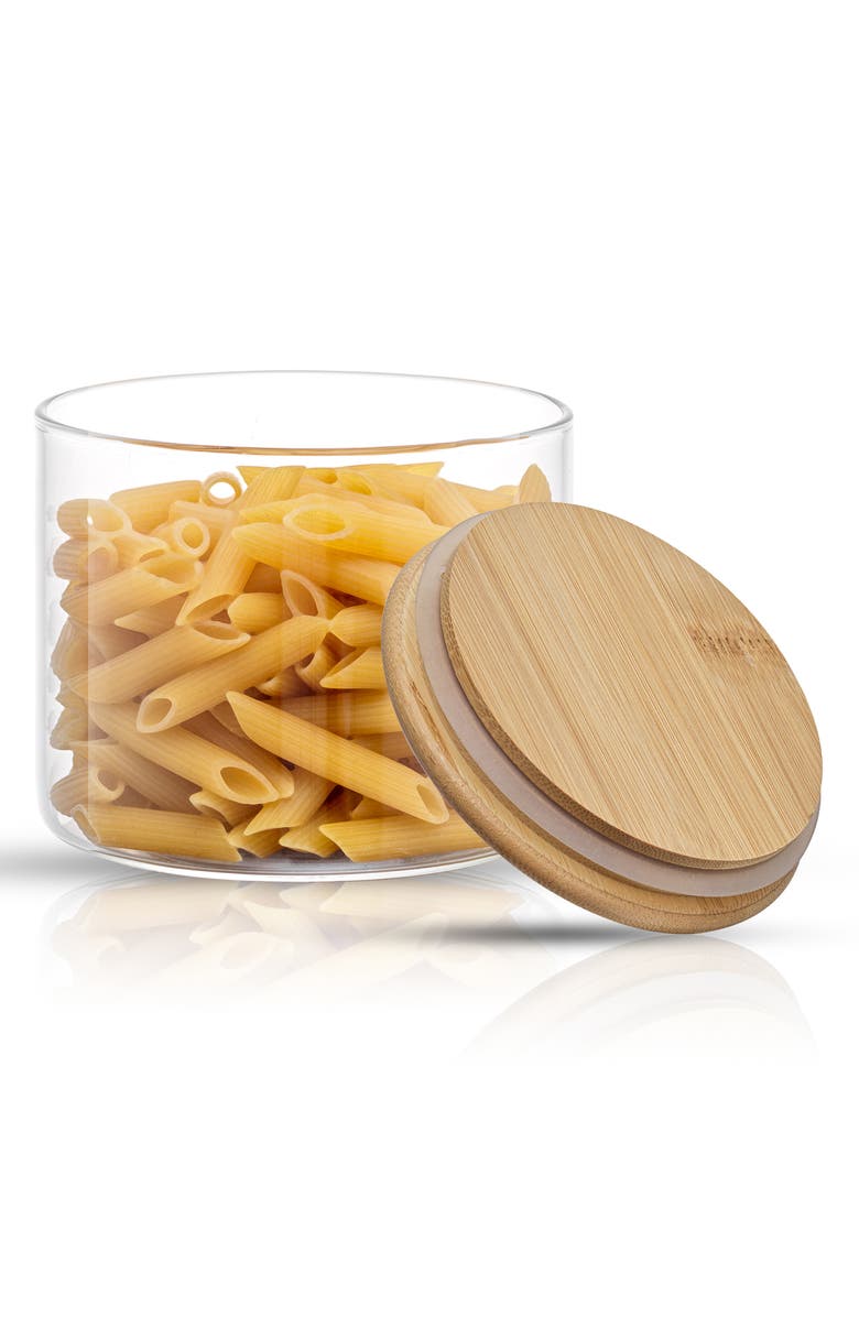 JoyJolt Set of 6 Multisize Glass Jars with Airtight Bamboo Lids, Alternate, color, Clear