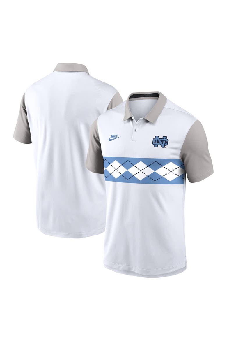 Men's Nike White/Gray North Carolina Tar Heels Athletic Prep Legacy Logo Vapor Performance Polo, Alternate, color, White