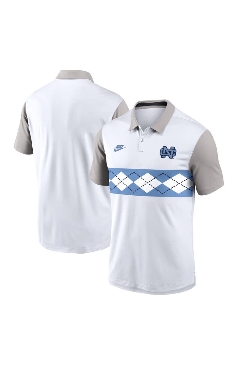 Nike Men's Nike White/Gray North Carolina Tar Heels Athletic Prep Legacy Logo Vapor Performance Polo, Alternate, color, White