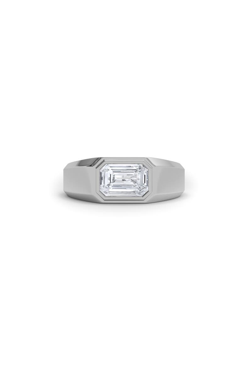 Men's Emerald Cut Lab Created Diamond Signet Ring, Alternate, color, 18K WHITE GOLD