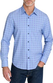 CONSTRUCT Slim Fit Plaid Stretched Button Up Shirt
