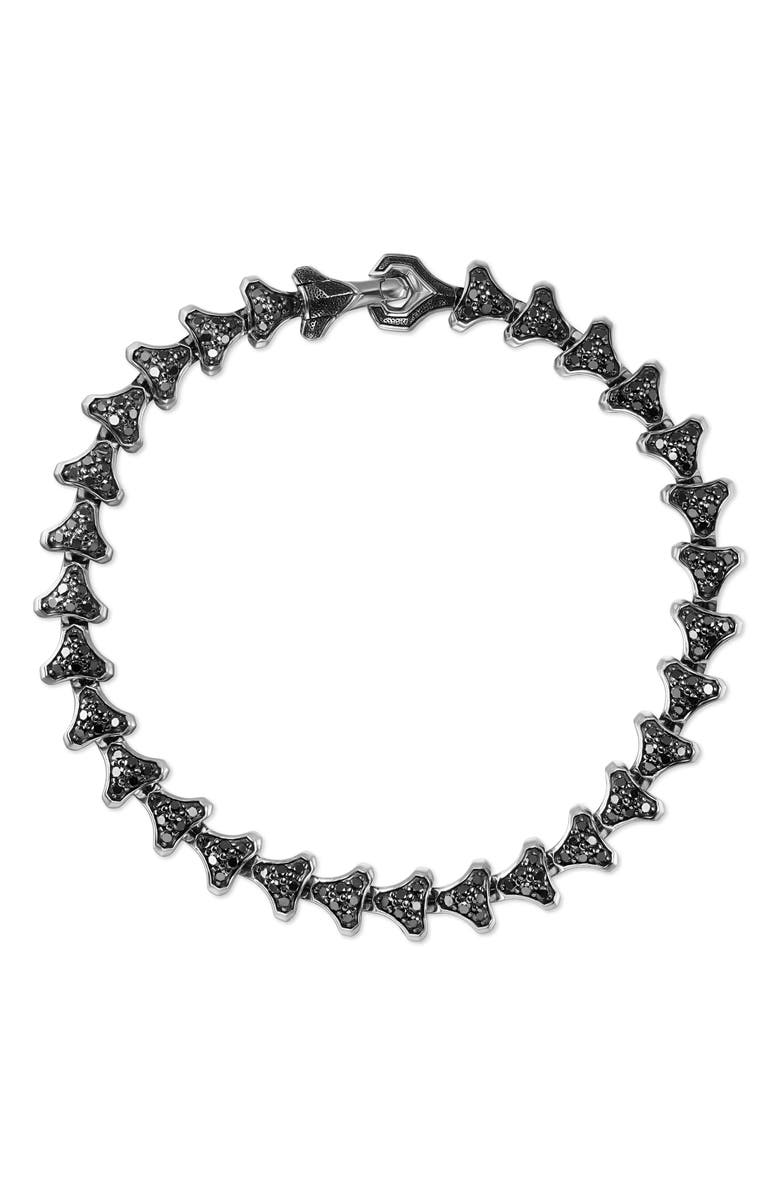 David Yurman Men's Armory Link Bracelet, Sterling Silver with Black Diamonds, 7.5mm, Alternate, color, Silver