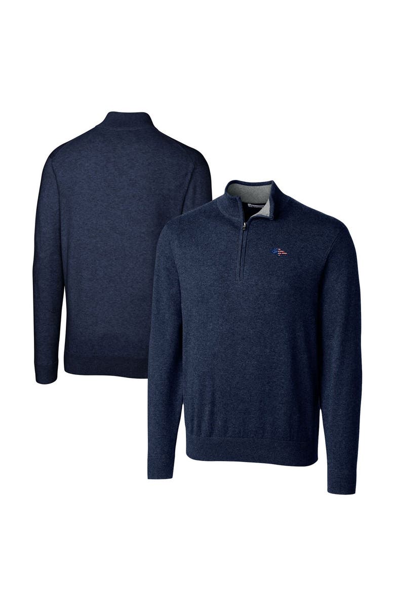 Cutter & Buck Men's Cutter & Buck Navy Denver Broncos Lakemont Quarter-Zip Pullover Sweater, Main, color, 