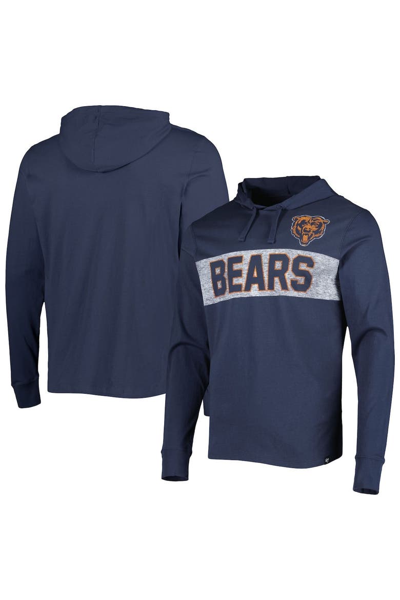 Men's '47 Navy Chicago Bears Field Franklin Hooded Long Sleeve T-Shirt, Main, color, Navy