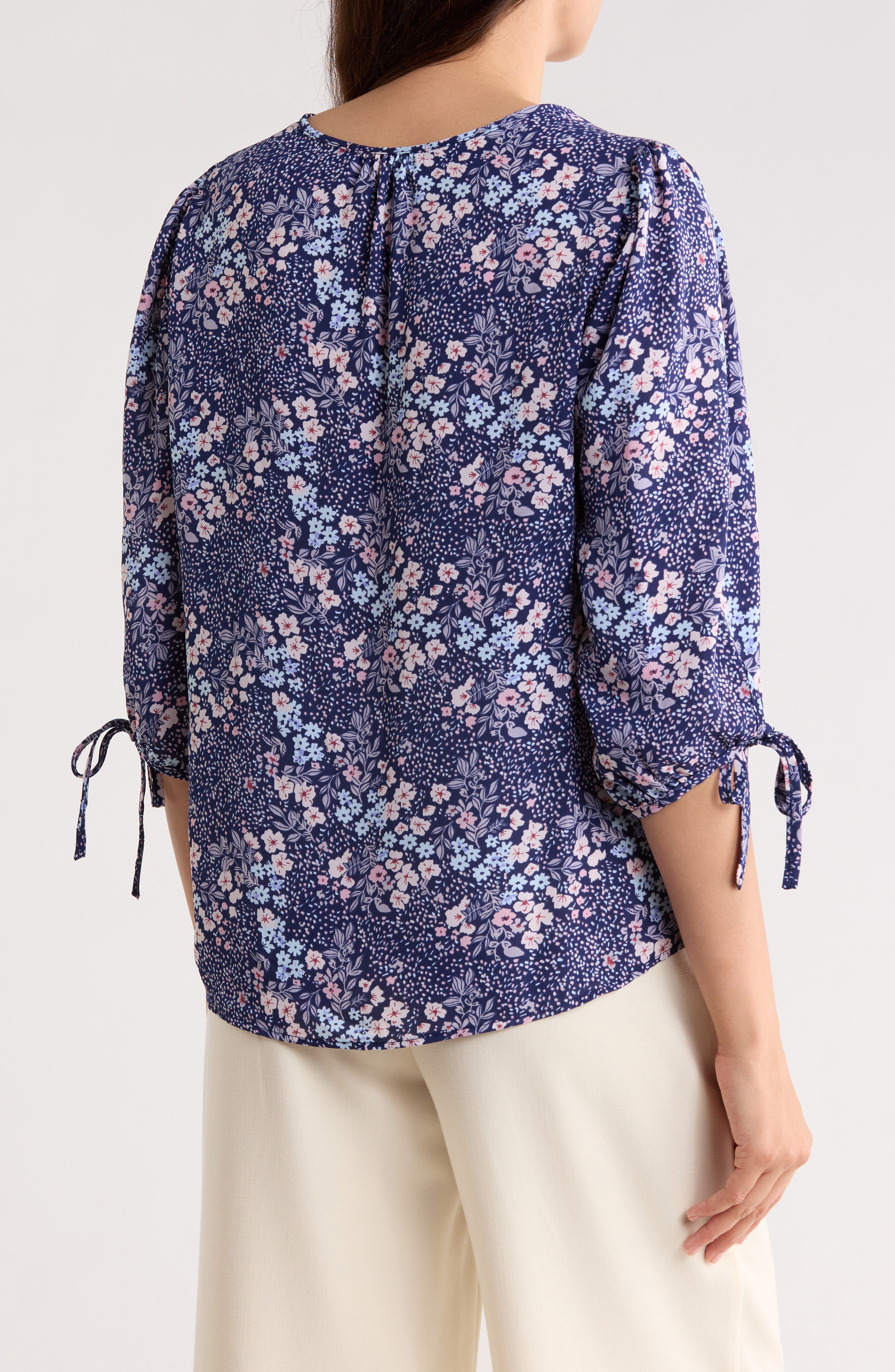 Floral Tie Cuff Top - image 2