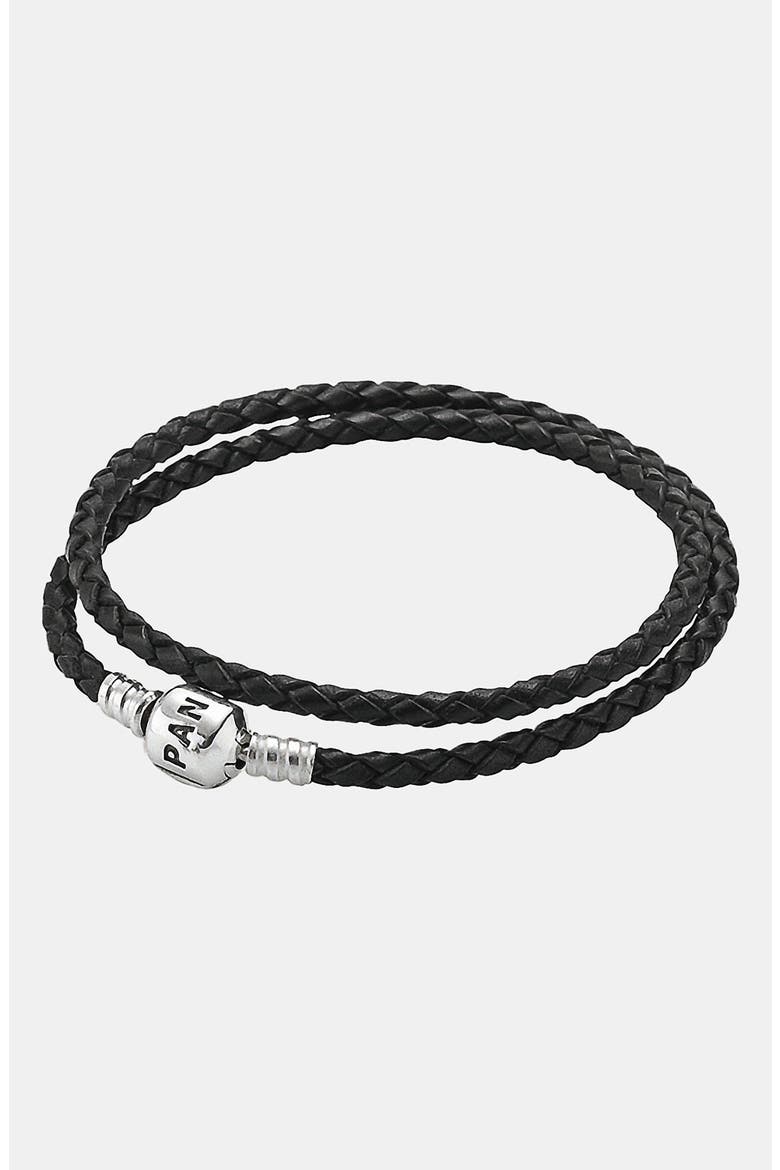 Leather Wrap Charm Bracelet, Main, color, BLACK