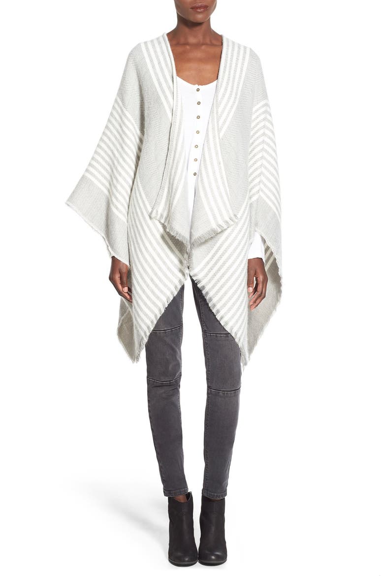 Stripe Ruana, Main, color, GREY/ IVORY