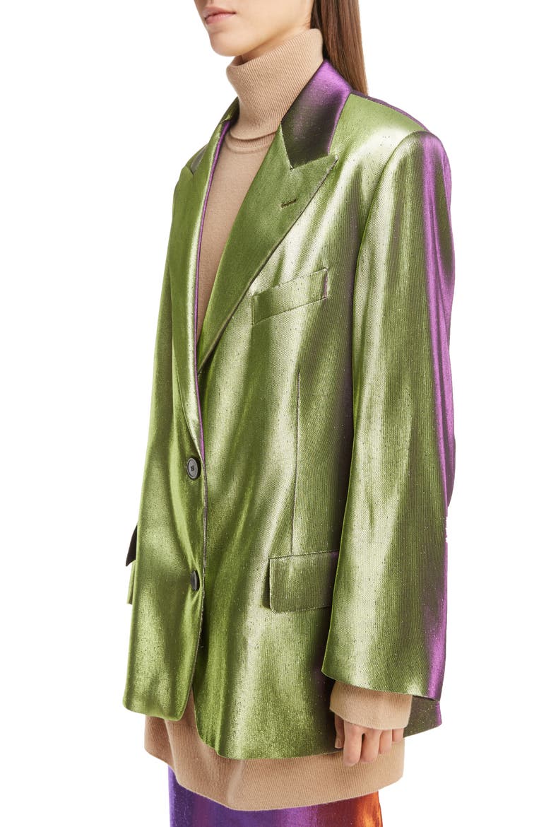Two-Tone Lamé Blazer, Alternate, color, GREEN
