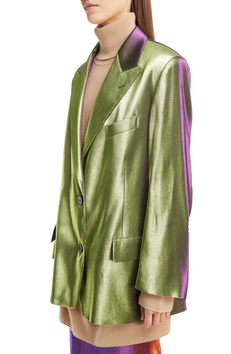 Dries Van Noten Two-Tone Lamé Blazer, Alternate, color, 