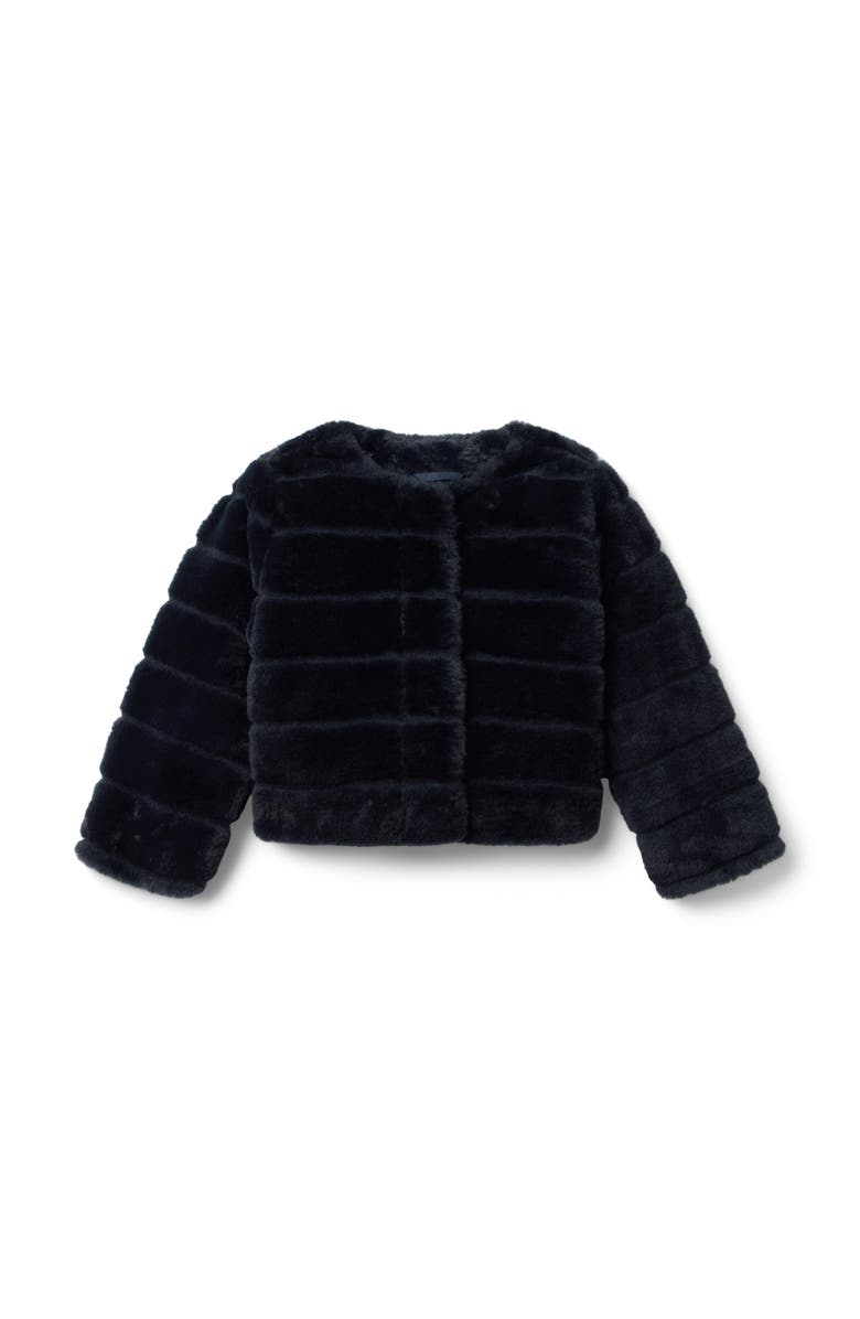 Janie and Jack Channel Faux Fur Jacket, Main, color, Blue