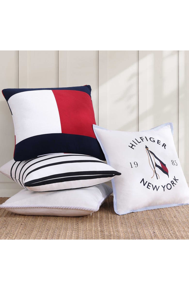 Tommy Hilfiger NY Flag Canvas Accent Pillow, Alternate, color, White