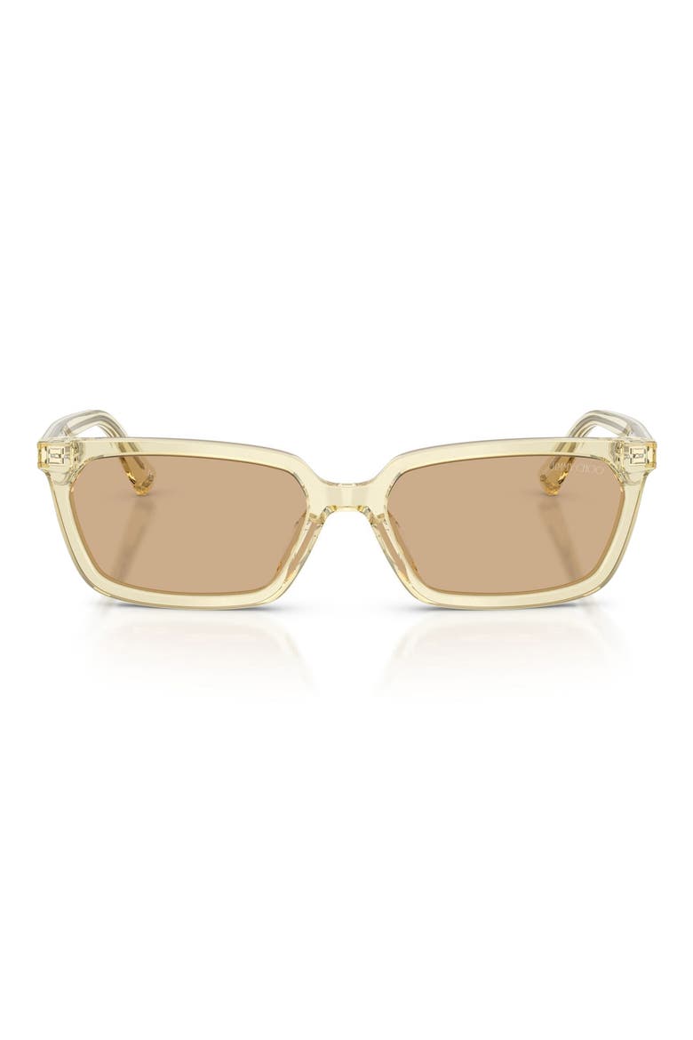 55mm Rectangular Sunglasses, Main, color, TRANSPARENT YELLOW / YELLOW