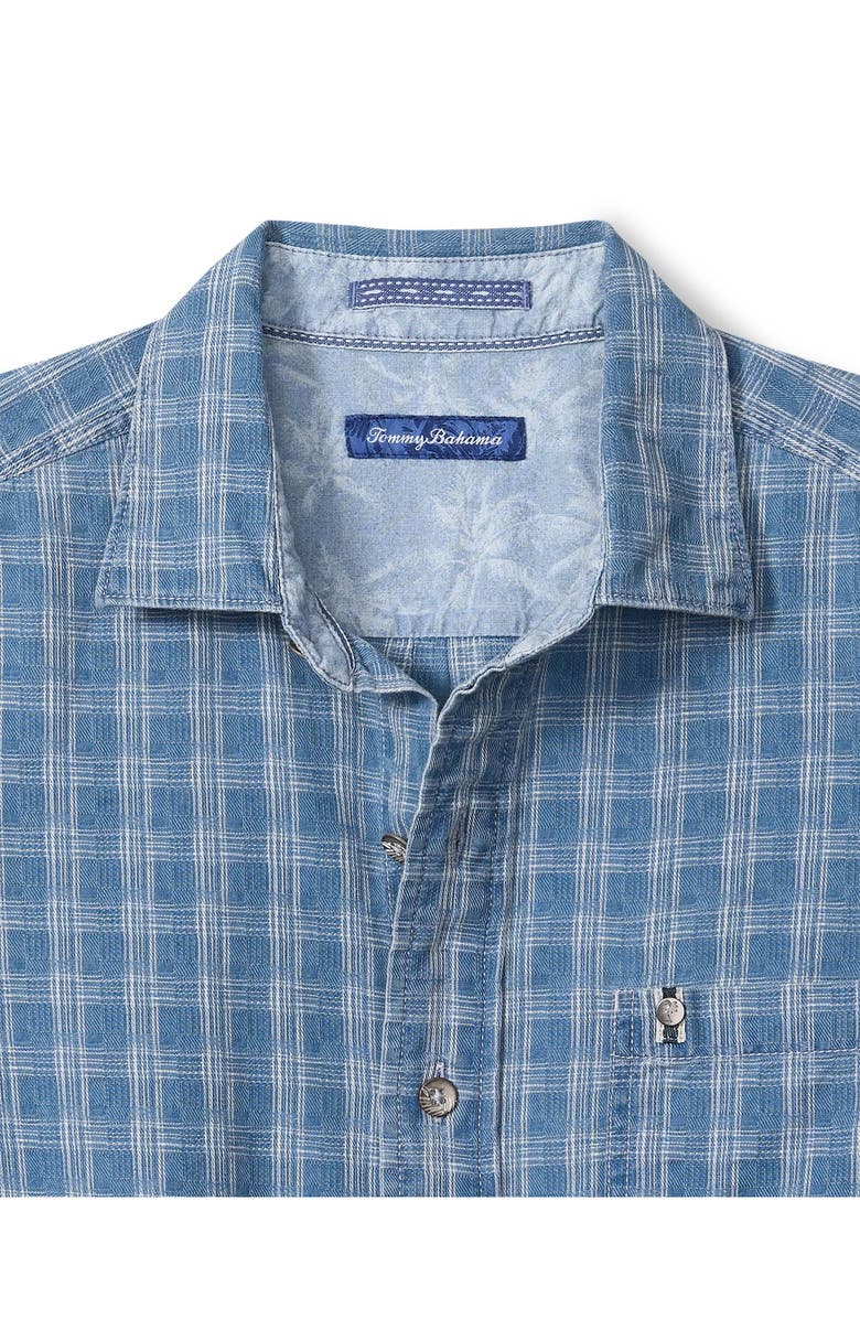 Tommy Bahama Lopez Island Check Cotton Dobby Button-Up Shirt, Alternate, color, Light Indigo