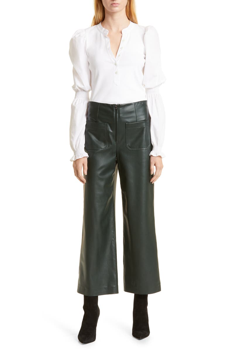 Veronica Beard Jiva Faux Leather Pants, Alternate, color, Emerald