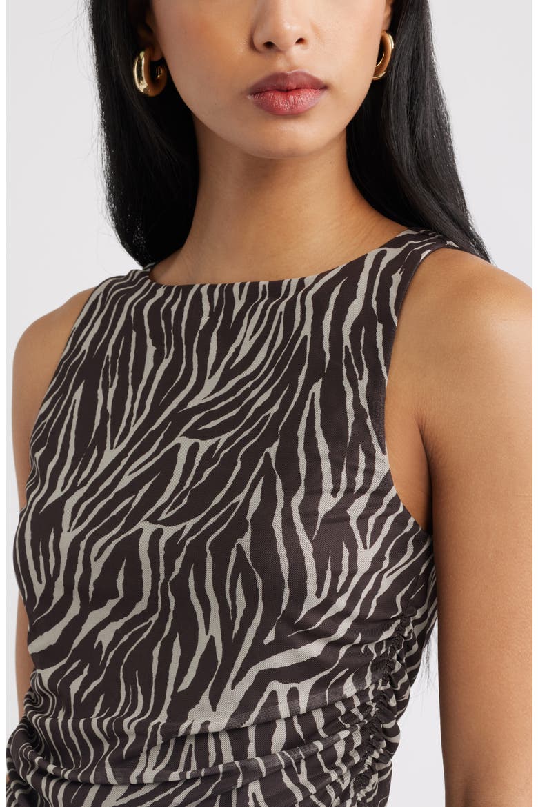 Ruched Mesh Tank, Alternate, color, BROWN ANIMAL STRIPES