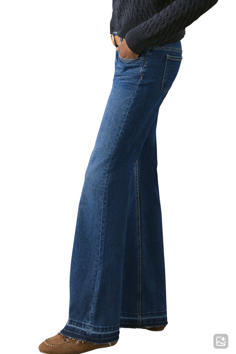 Release Hem Low Rise Flare Jeans, Alternate, color, DARK BLUE
