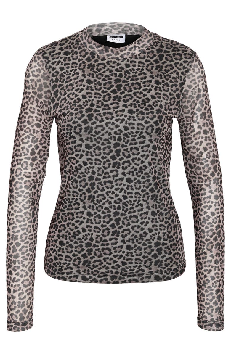 Noisy may Carrie Leopard Print Long Sleeve Top, Alternate, color,