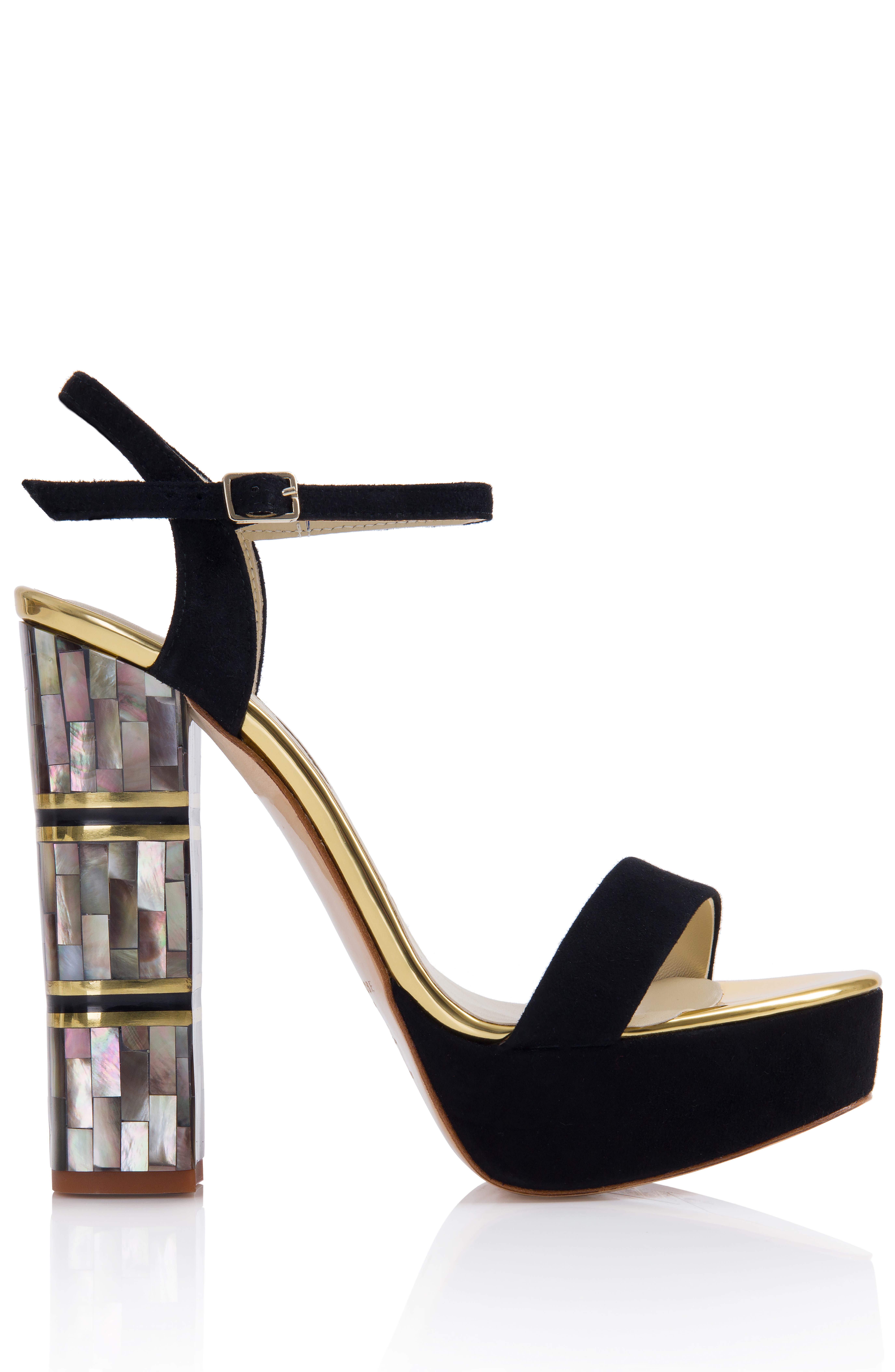 Jito Ankle Strap Pearl Heel Sandal, Main, color, Black