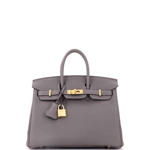 Birkin Handbag Grey Togo with Gold Hardware 25