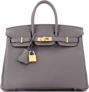 Pre-Owned Hermes Birkin Handbag Grey Togo with Gold Hardware 25