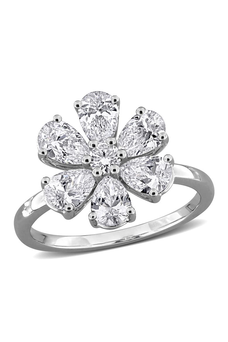 2-1/10 CTW Lab-Grown Diamond Flower Ring 14k, Main, color, White Gold