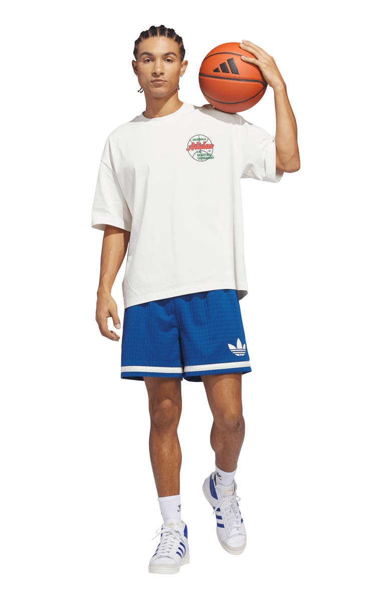 adidas Originals Mesh Basketball Shorts, Alternate, color, Dark Marine/ Ivory/