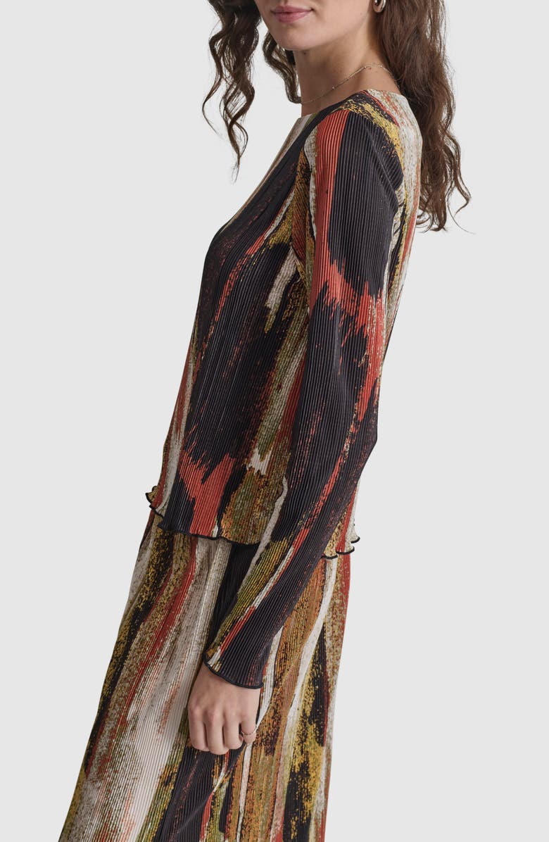 DKNY Print Plissé Top, Alternate, color, Paint Stroke