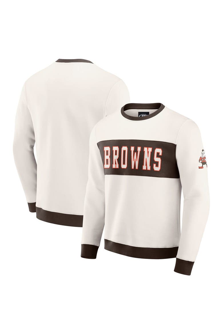Men's Darius Rucker Collection by Fanatics  Cream Cleveland Browns Colorblock Pullover Sweatshirt, Main, color, Cream