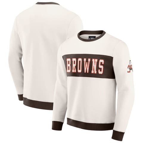 Men's Darius Rucker Collection by Fanatics  Cream Cleveland Browns Colorblock Pullover Sweatshirt