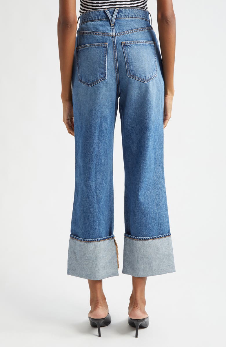 Veronica Beard Dylan Cuffed High Waist Relaxed Straight Leg Jeans, Alternate, color, Seaside Water